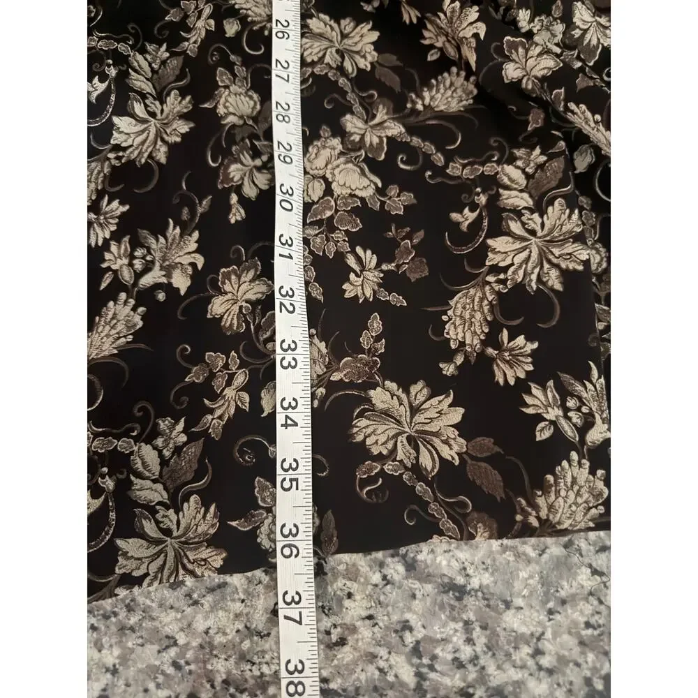 Vintage Jones New York Size 6 Black Taupe Floral Pleated Maxi Skirt Rayon